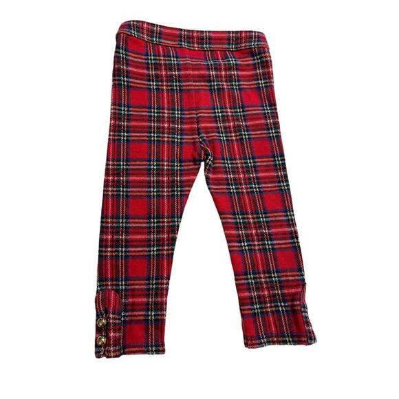 Janie and Jack Red Plaid Legging Pants Infant Girls Size 12-18 months Button Ank - Picture 2 of 6